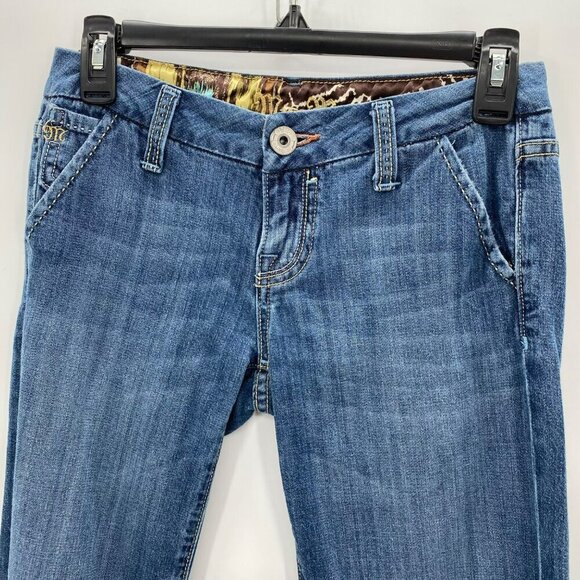 Miss Me Flare 5-Pocket Low Rise Jeans Blue Women's Size 26 - Picture 4 of 12
